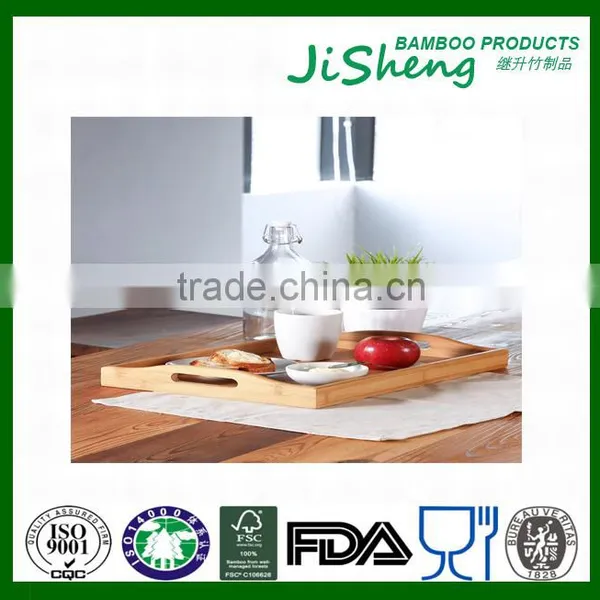 Rectangular Eco-friendly Bamboo Food Serving Tray With Handles: Serve Food, Coffee, Tea or Use as Party Platter photo-4