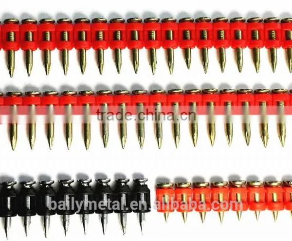 High Quality Red Plastic Color Low Carbon Harded Steel Galvanized Concrete Nails for Construction photo-4