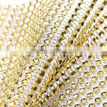 Bling Bling Gold Color Or Various Colors Plastic Rhinestone Mesh Trimming Custom Cut For Decoration Vase Clothing Shoes photo-3