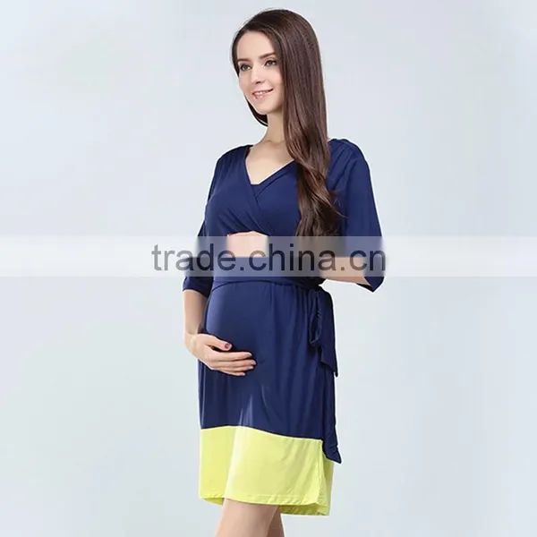 Maternity Dresses Hit Color Nursing Clothes Pregnant Mums Skirts photo-2
