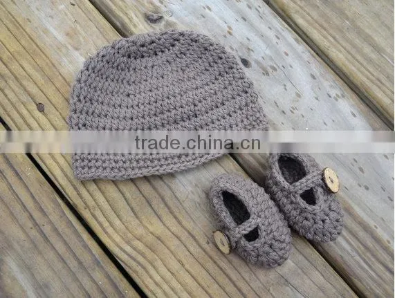 Hot Sale Autumn Winter Baby Toddler Crochet Wool Shoes Set Cute Style Infant Hand Knit Shoes photo-4