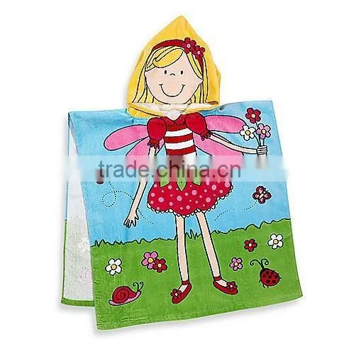 Colorful Printed Cape-style Hooded Towel Poncho Pattern and Custom Kids Hooded Poncho Terry Towel photo-2