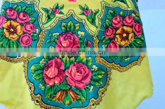 Vintage Ukrainian Shawl, Russian Floral Scarf ,russian Shawl, Floral Scarf, Head Scarf, Beautiful Shawl, Yellow, Babushka Russia photo-3