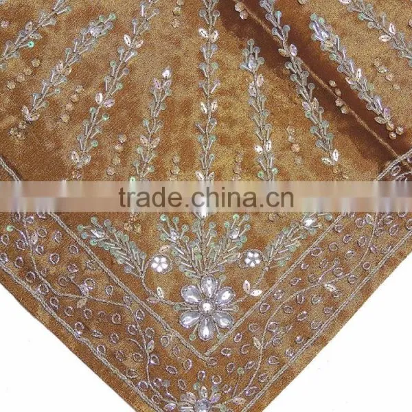 Amber Stylish Beaded Floor Pillow Cover - Handmade Unique Dazzling Euro Sham 24" photo-4