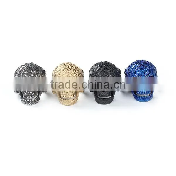 Hot Selling Blue Skull Titanium Steel Punk Unadjustable Rings photo-2