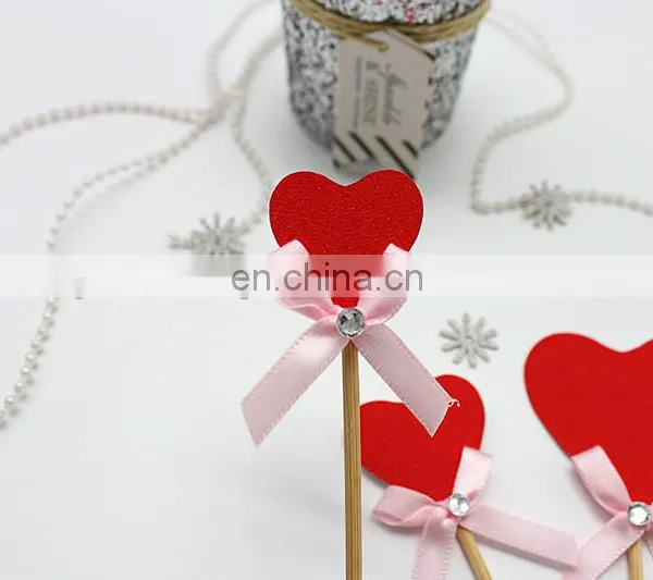 New Design Red Heart With Bow Wedding Birthday Cake Topper photo-4