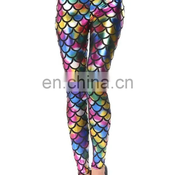 Wholesale Elegant New Arrivals Rainbow Fish Scale Pictures of Women in Tight Leggings photo-4