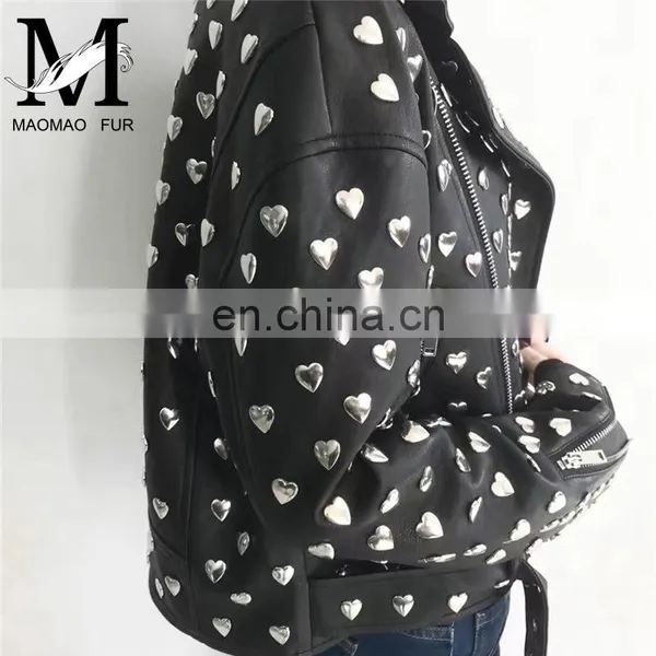 High Quality Custom Design Fashion Motocycle Biker Black Genuine Leather Short Jacket Women photo-6