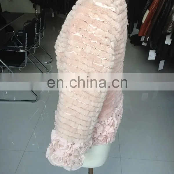 2015 Girl's Pretty Ribbit Fur Coat Pink photo-2