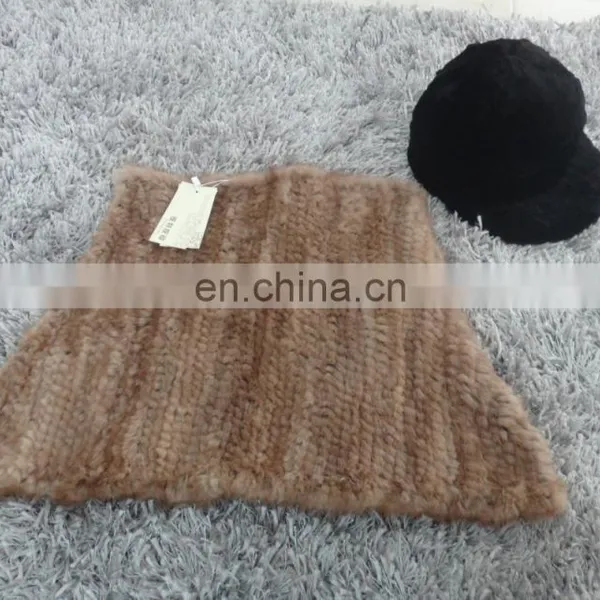 Knitted Mink Fur Tube Cape for Women photo-3