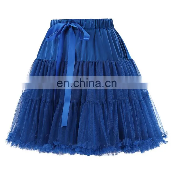 Belle Poque Luxury 3-Layers Soft Tulle Netting Blue Crinoline Petticoat Underskirt for Retro Vintage Dresses BP000226-4 photo-2