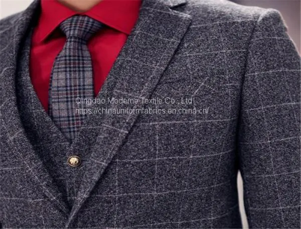 Fashion Modern Checked Worsted Wool Suiting Fabric photo-2