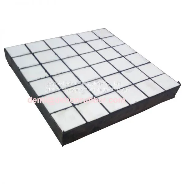 High Wear Impact Resistant Conveyor Chute Rubber Ceramic Liner With Alumina Hex Tiles