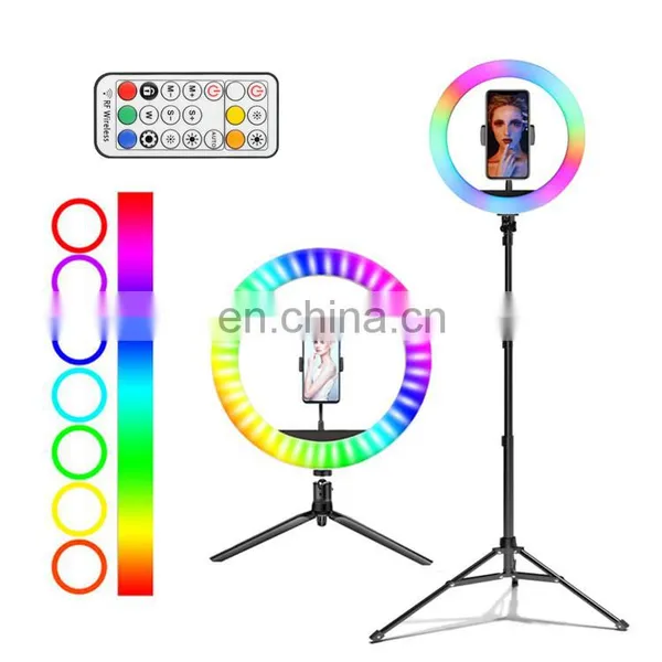10 Inch Portable Flash Led Camera Phone Selfie Photographic Color Desktop RGB Ring Light With Tripod Stand photo-2