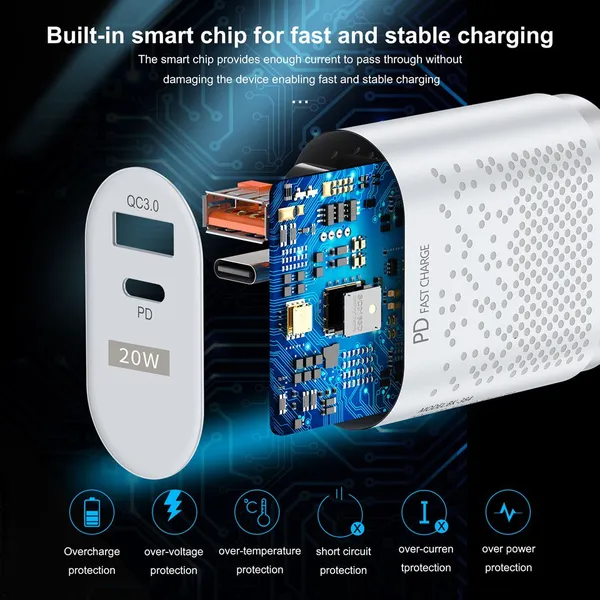 USB Type C Charger Mini Quick Charge 3.0 QC PD 20W Mobile Phone Charger for IPhone 12 Samsung Xiaomi Fast Wall Chargers photo-5