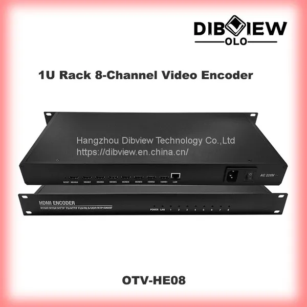 DIBVIEWOLO OTV-HE08 1U Rack HEVC H.265 H.264 HDMI Видеопотоковый кодер для прямого вещания HD IPTV