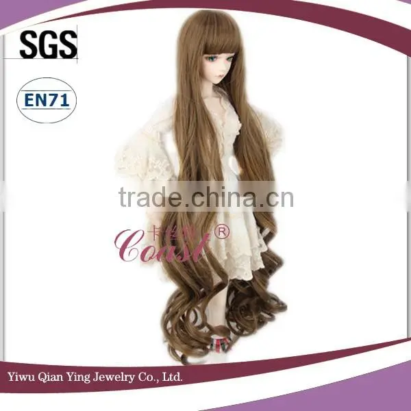 Long Curly Brown Synthetic Size 3 Doll Wigs photo-2