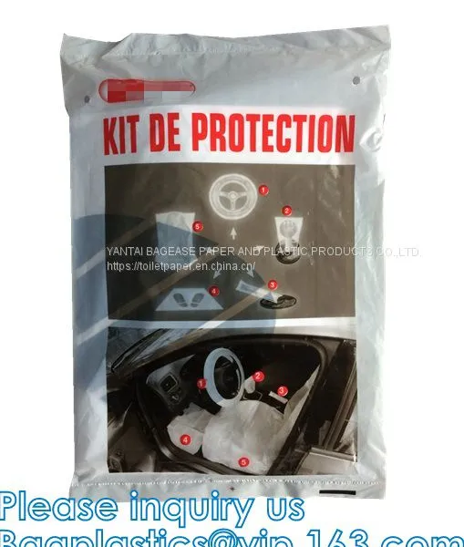 Disposable Car Interior Protection Set, Seat, Hand Brake, Gear Stick, Steering Wheel Protective, Car Foot Mat photo-5