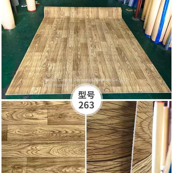 Gray Wood Grain Floor Leather Factory Dormitory Site Activity Board House Office Container Rental House PVC Floor Leather photo-2