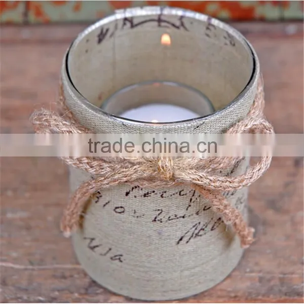 Votive Holder Cups Burlap /Burlap Mason Jar Vase / Glass Bowl For Bar photo-2