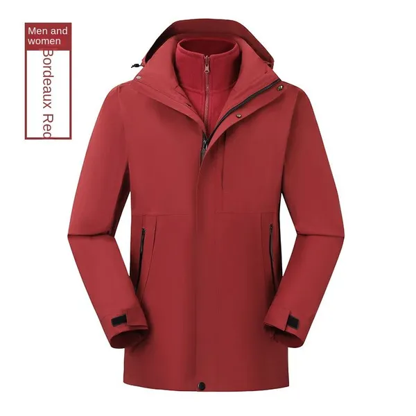 New Men's and Women's Outdoor Leisure Three in One Waterproof and Windproof Jacket Two-piece Set for Autumn and Winter