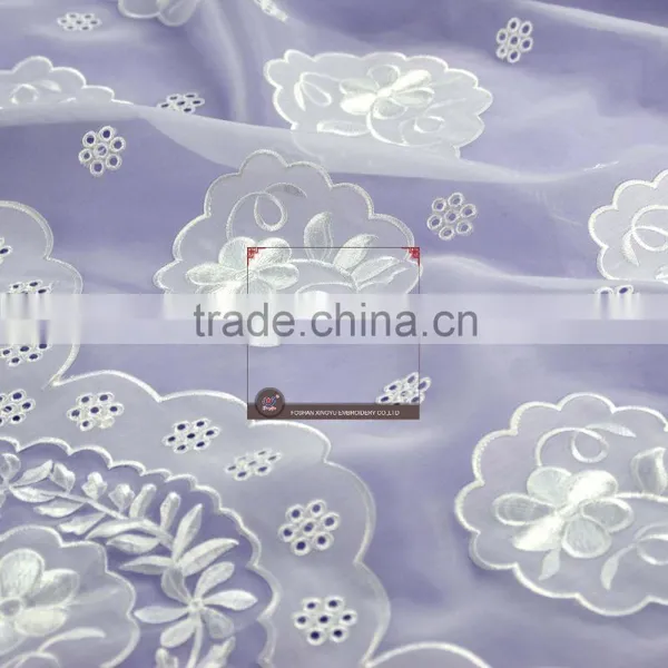 Factory Specializing Made 100%poly Flower Printing Chiffon Flower Laser Embroidery Lace Fabric for Girl Dress photo-5