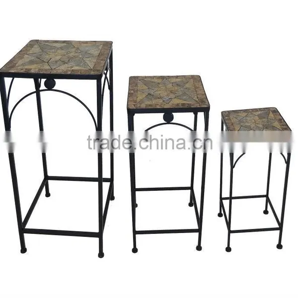 Square Mosaic Stone Plant Stand for Garden Decor photo-2