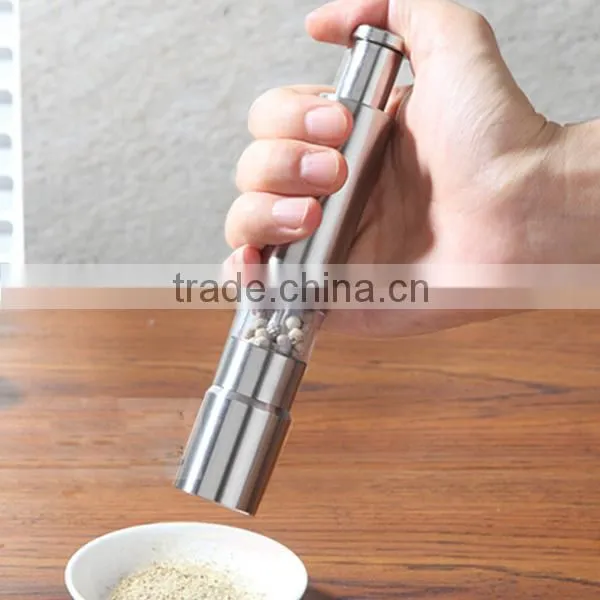 Set of 2 Stainless Steel Spring Action Press Type Salt and Pepper Mills Grinders photo-6