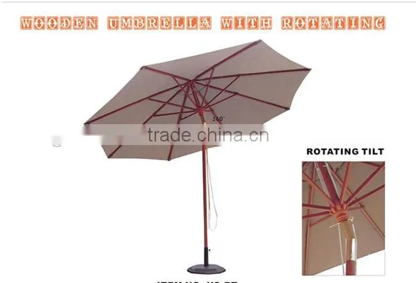 Top Quality Outdoor 9 Foot Light Wood Poly Garden Umbrella photo-2