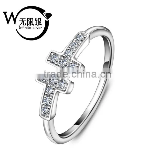 New Fashion Design Factory Supply Zircon Stone Plated 925 Silver Ring Jewellery