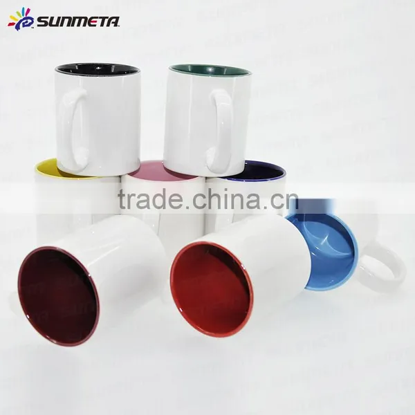 Yiwu Professional Sublimation Ceramic Mug Manufactory With Lowest Price 11oz Sublimation Inner & Handle Color Mug Red photo-2