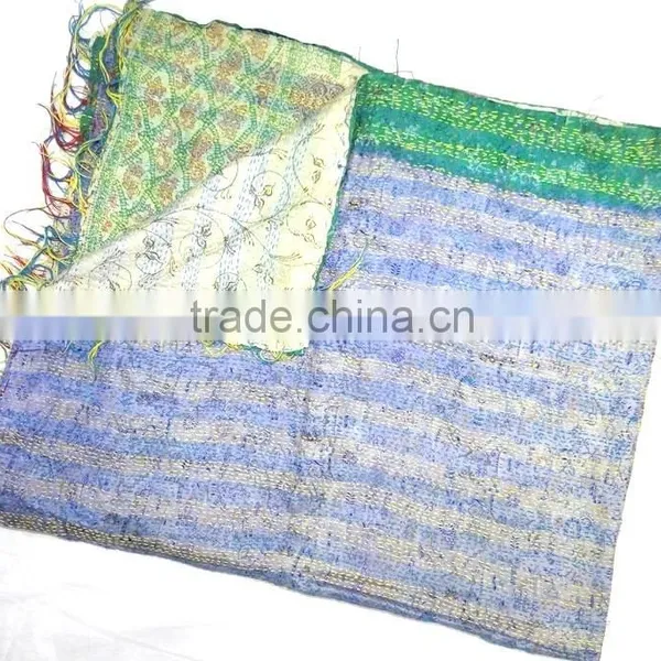 Handmade Silk Kantha Reversible Silk Stoles photo-5