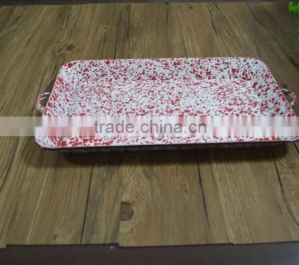 9092 Enamel Big Camping Baking Rectangle Tray photo-2