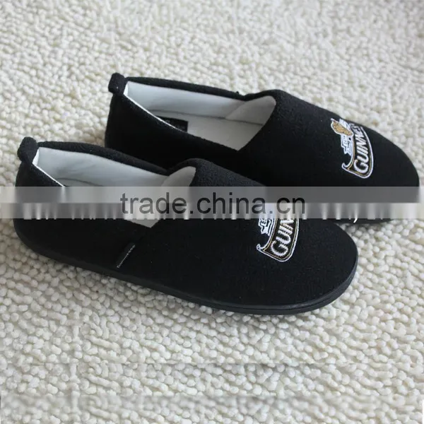 Premium Quality Colored Fleece With Embroidery Logo Mens Mocassin Slippers