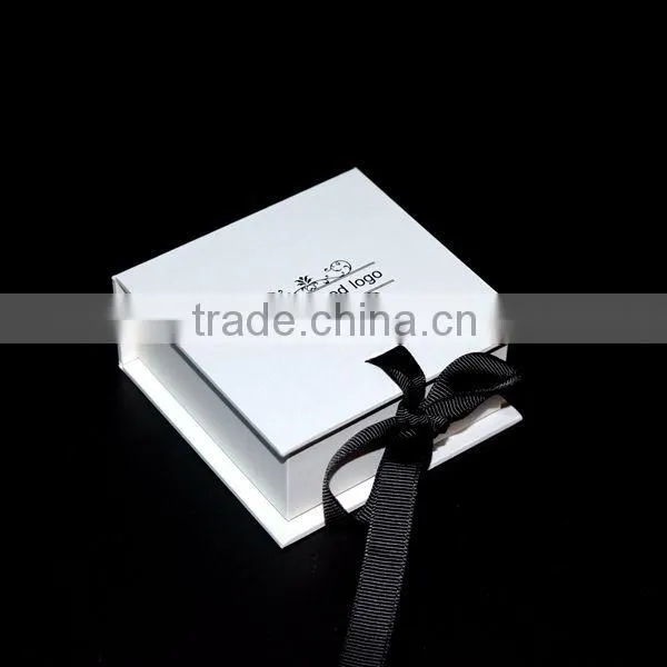 Custom White Small Paper Boxes Paper World With Grosgrain Ribbon for Cream photo-4