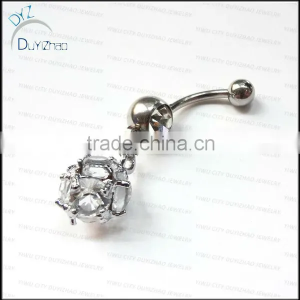 Clear Gemstone Basketball Navel Belly Ring Cubic Belly Ring