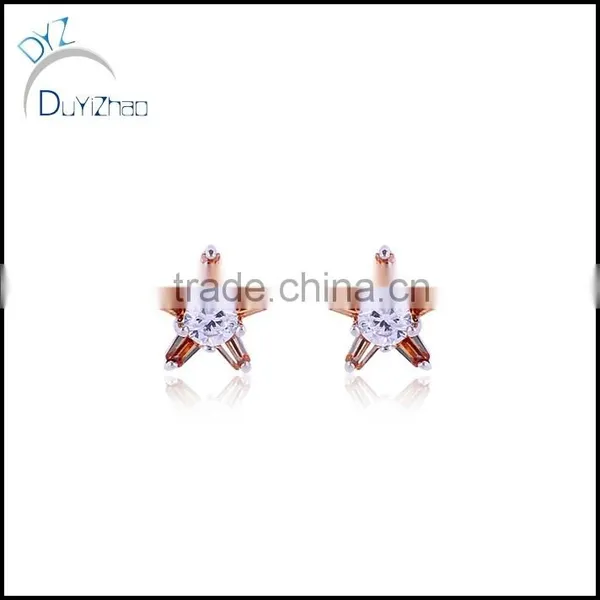 Latest Dubai the Five-star Shape Zircon Earrings photo-4