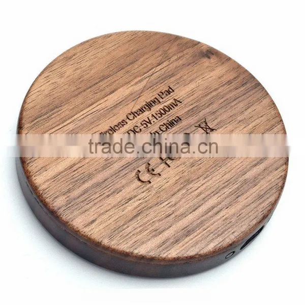 Bamboo Wood Qi Wireless Charger Mini Qi Charging Pad for Smartphones photo-4