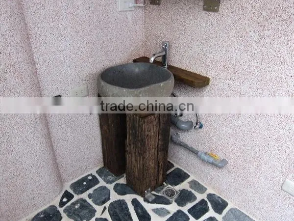 Natural Bathroom Cobble Stone Pedestal Basin photo-6