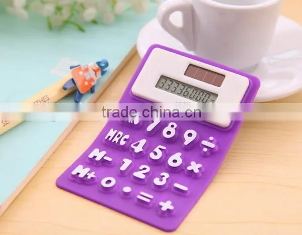 OEM Factory Solar Colorful Transparent Calculator/Solar Silicone Calculator photo-2