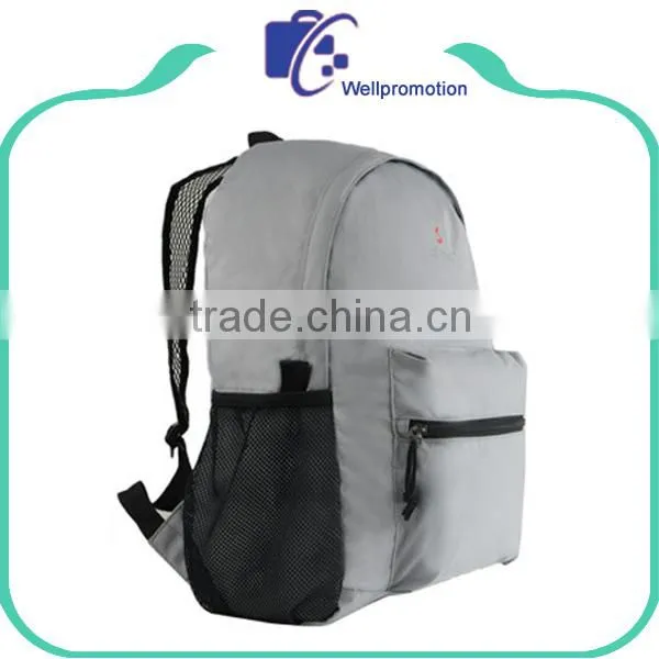 Cheap Grey Fashion Textile Backpack With Mesh Pockets photo-2