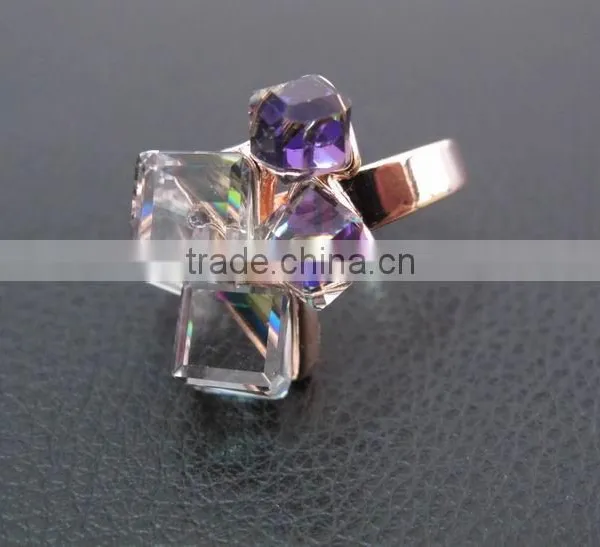 Korean Magic Cubic Zircon Exaggerated Gold Plated Luxury Ring Jewelry For Lady photo-5