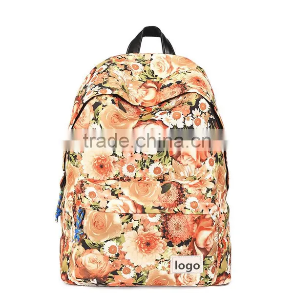 2016 New Fashional Floral Printed Nylon Youthful Backpack Girls School Bag photo-2