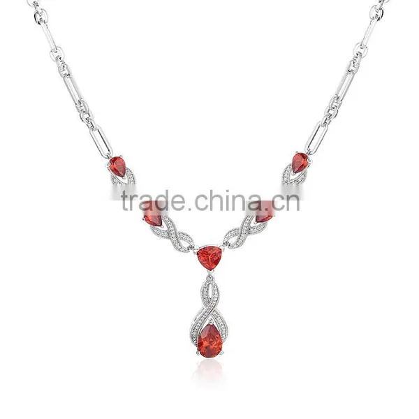925 Sterling Silver Stone Chain Necklace Jewellery SNP029W photo-6