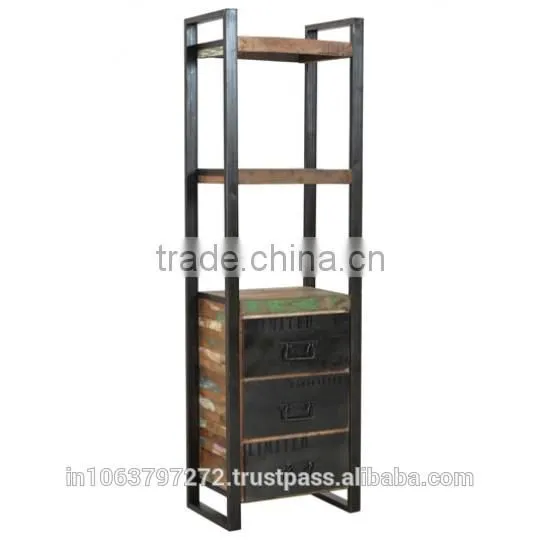 Teak Bookcase With 3 Drawers