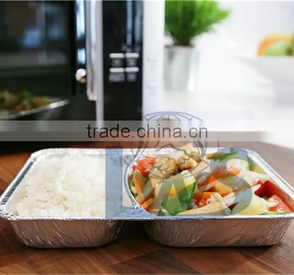 2 Cavities Aluminum Food Tray/container, Compartment Disposable Food Tray photo-5
