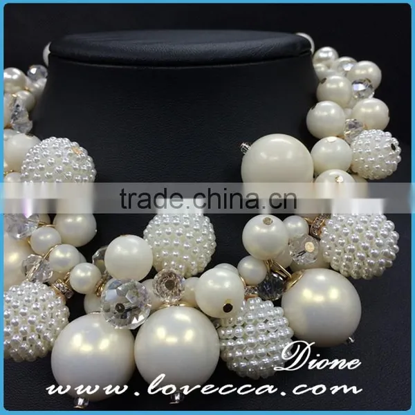 New Fashion Classy Bohemian Bib Collar Exaggerate Pearl Chain Bib Necklace photo-3