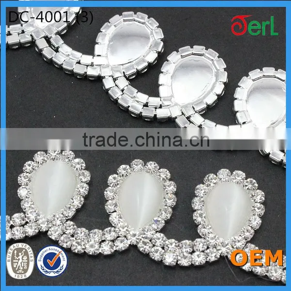Water Drop Shape Assorted Clear Crystal and Opal Stone Center Wholesale Rhinestone Trim photo-2