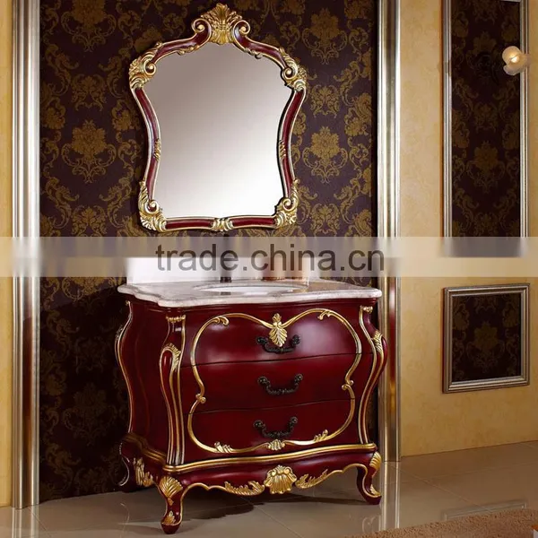 WTS3022 39 Inch Customized Wooden Classical Antique Bathroom Furniture in Cherry Yellow Finished photo-4