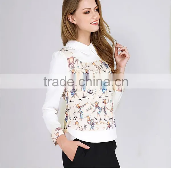 PRETTY STEPS 2016 China Different Types of Blouse Designs Spring New Design Print Casual Lady Blouse photo-4
